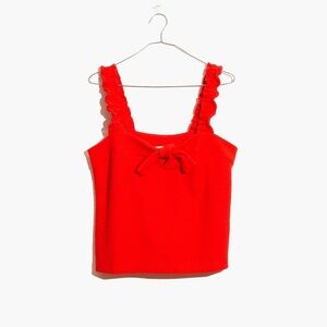 Madewell Tomato Red Ruffled Strap Tank Top Size Large